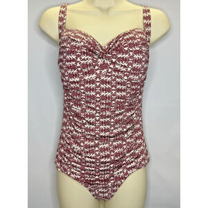 Romenza Targo Womens One Piece Med 6 Ruched Tummy Control All Over Print Padded